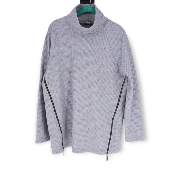 L.L. Bean Sweaters - LL Bean Signature Mock-Neck Waffle Tunic Sweater Gray Women's Size Medium 505130